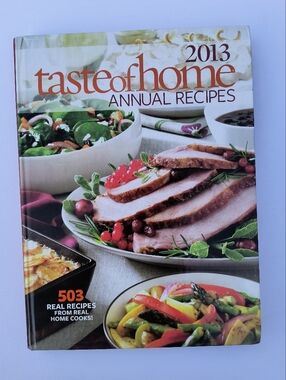 Taste of Home Cookbook with Red, Green, White Cover Food Photo